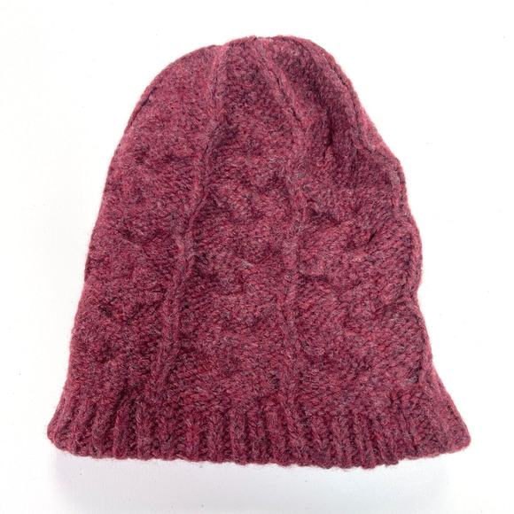 Old Navy Cabe Knit Beanie Hat Chunky Fall Winter Burgundy Cozy Winter Ski Snow - Picture 4 of 8